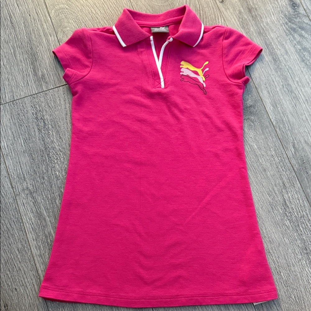 Puma Kids Fuchsia Polo Shirt with Logo